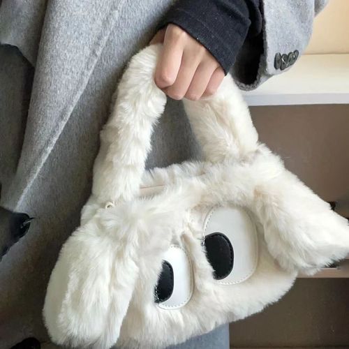 Plush Big-Eyed Puppy Women's Bag  Winter New UR Plush Bag Fashion Cute Bucket Single Shoulder Crossbody Bag