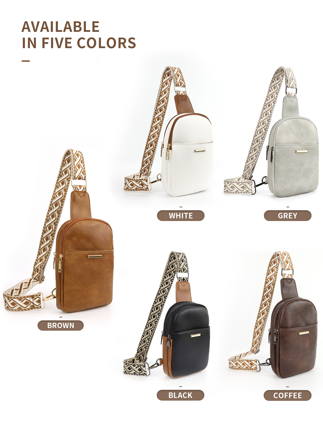 259g Weight Polyester Lining Material Zipper Closure Type Sling Strap Strap Type Fanny Pack Bags Type Daily Occasion Pu Leather Material Color Block Pattern All Seasons Season Unisex Gender Vintage Style Style Oval Shape Unisex Vintage Style Color Block Pu Leather Waist Bags 无
