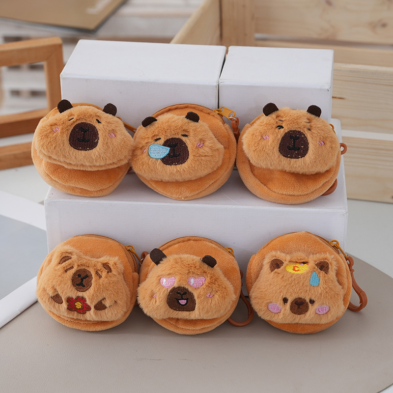Creative Kapibara Headphone Coin Purse Cute Cartoon Plush Coin Purse Women's Storage Key Bag