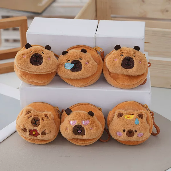 Creative Kapibara Headphone Coin Purse Cute Cartoon Plush Coin Purse Women's Storage Key Bag