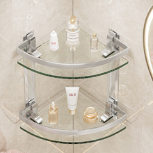 浴室玻璃置物架打孔墙上壁挂收纳架外贸款轻奢卫生间置物三角架