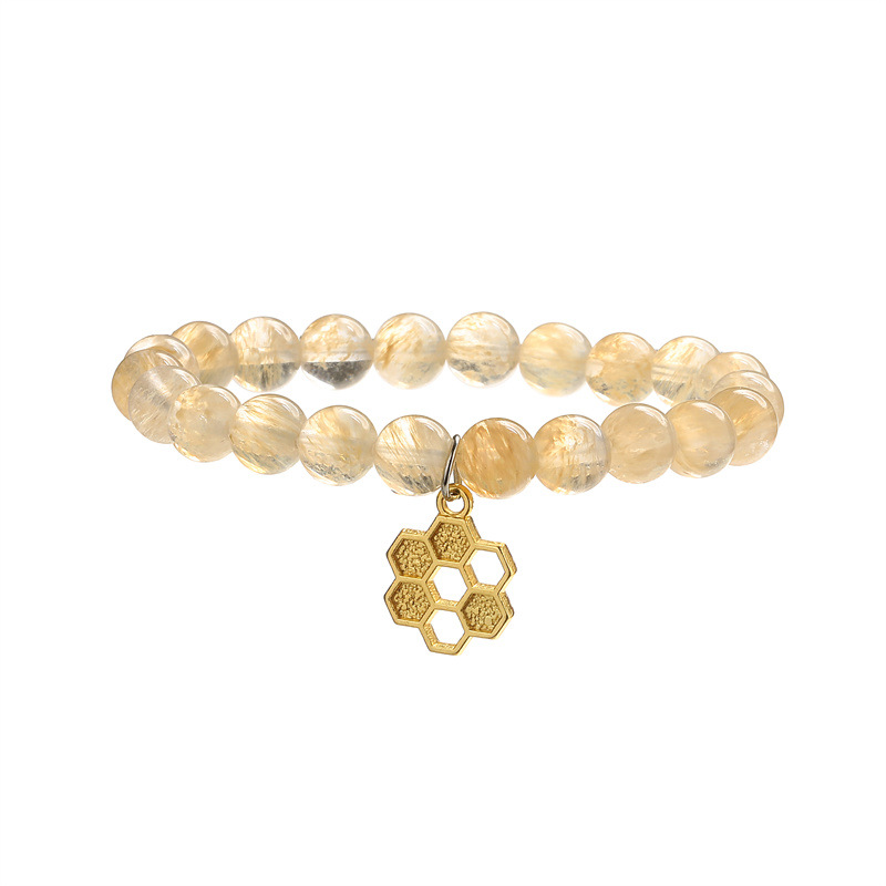 Pulsera de cuentas de citrino natural de venta caliente transfronteriza en Europa y América