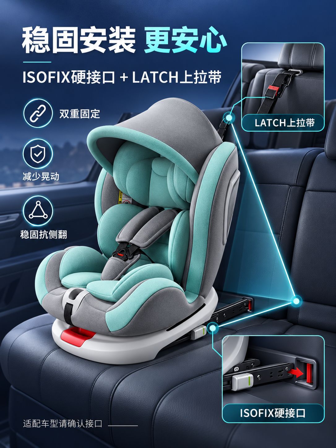 Cross-border car child safety seat, suitable for babies aged 0-12, with a 360-degree rotating design for in-car use