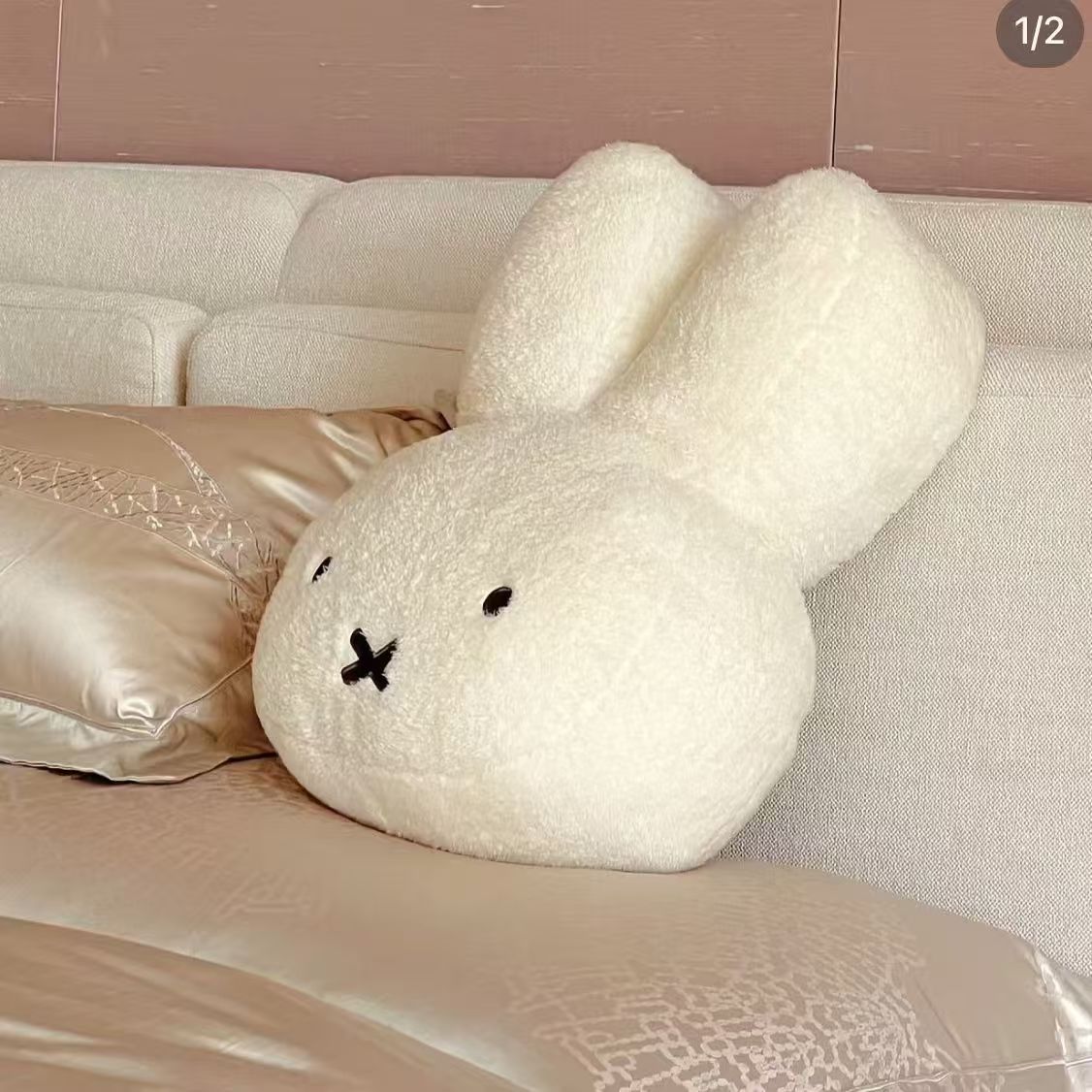 Bonita muñeca de peluche de conejo blanco abeja muñeca cabeza de conejo almohada muñeca cama sofá novia regalo