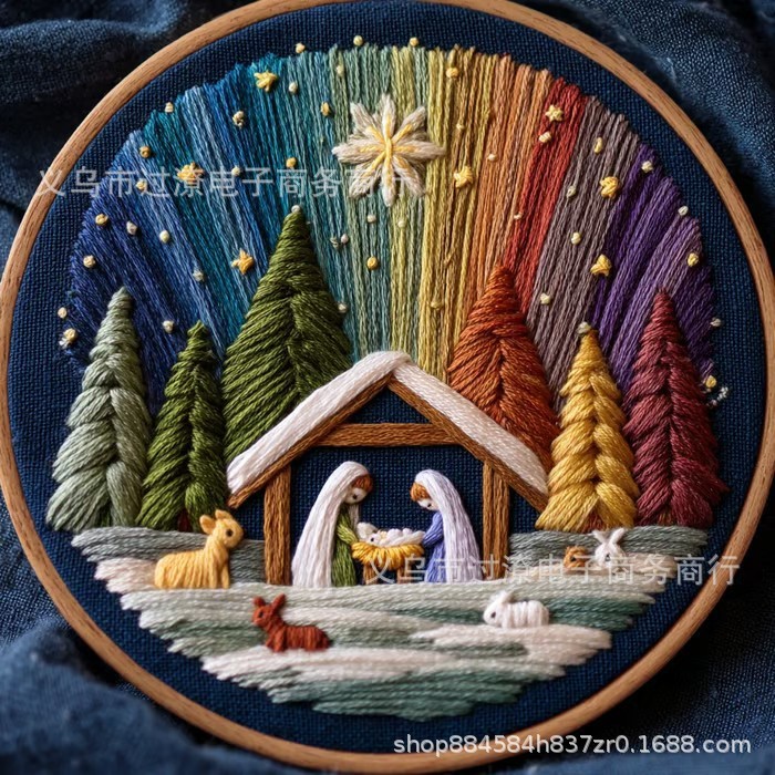 独立站新款Stitch the Holy StoryDIY神圣的故事诞生刺绣缝制套装|undefined