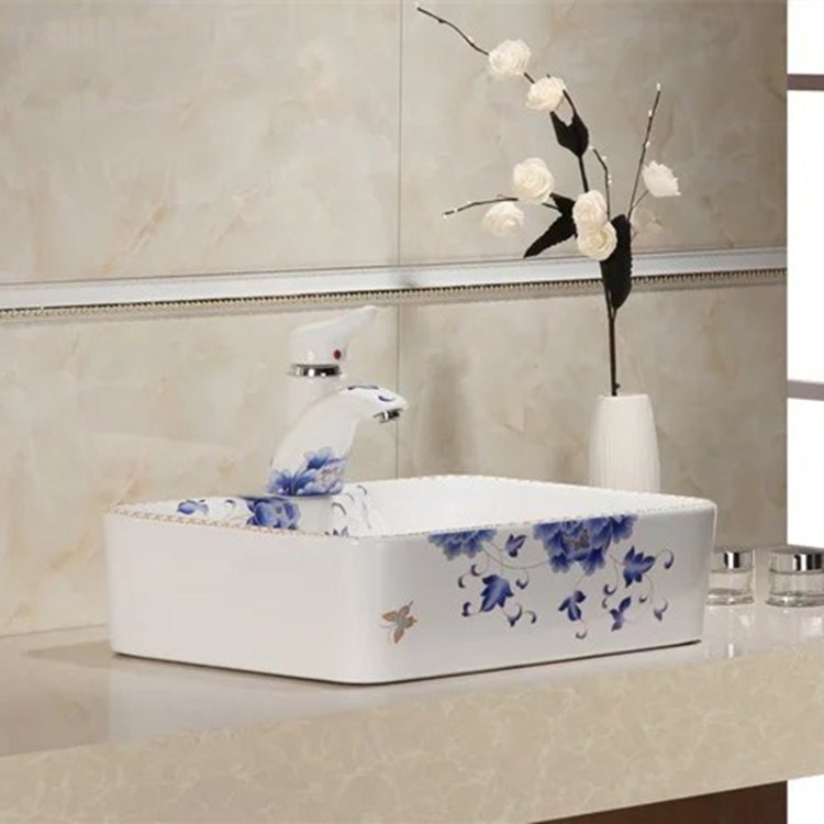 Mesa redonda cuenca balcón cuadrado lavabo de cerámica lavabo de color lavabo de oro Cuenca del arte