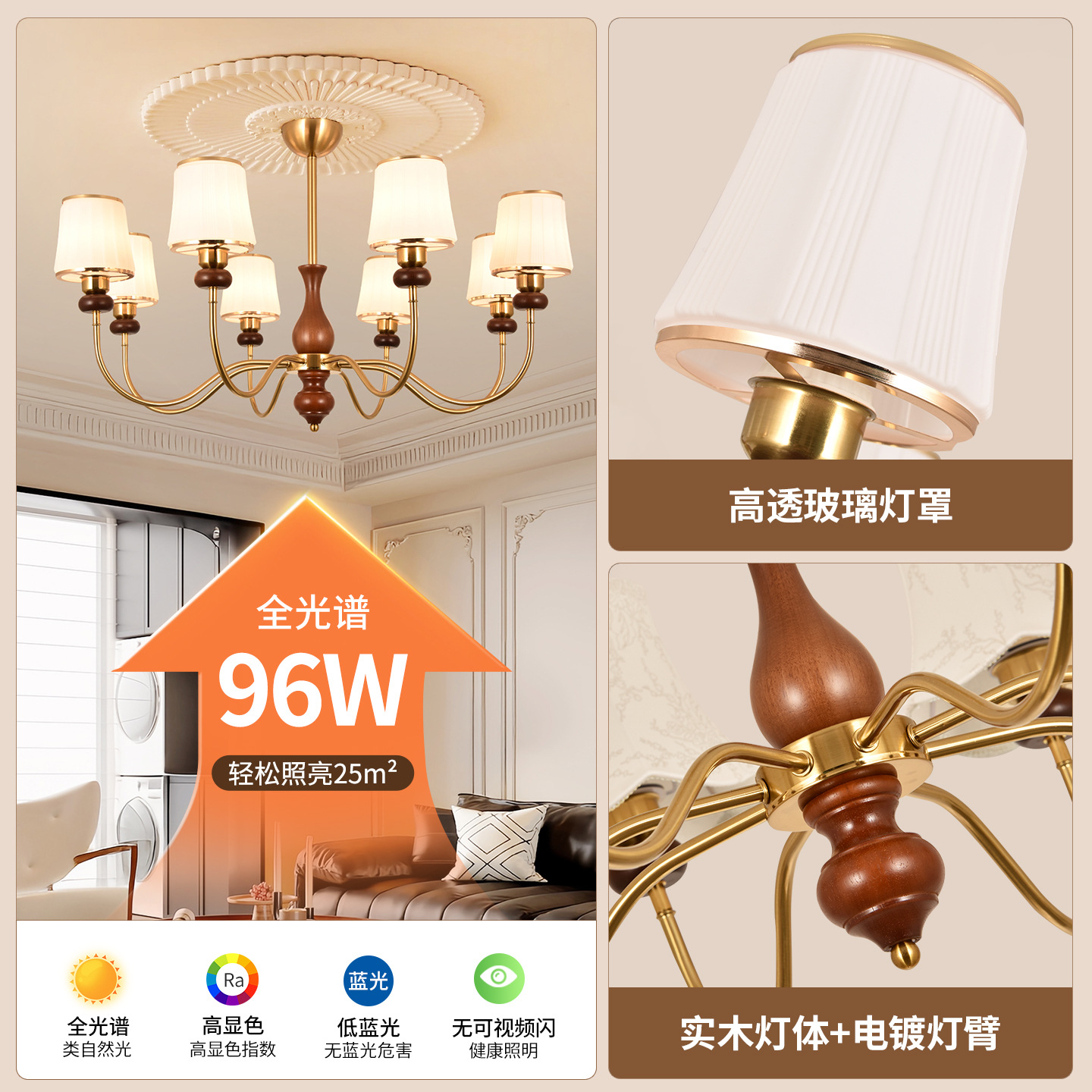 Lámpara de sala de estar francesa retro lámpara de lámpara de comedor lámpara de dormitorio 2026 nuevo estilo medieval lujoso lámpara de luz Zhongshan L271