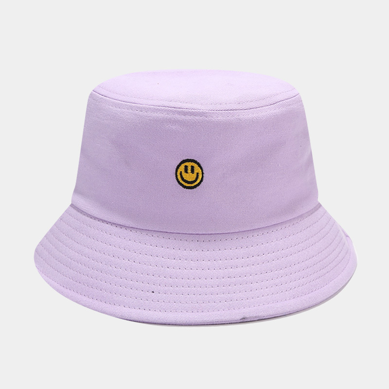 Women's Simple Style Smiley Face Solid Color Embroidery Wide Eaves Bucket Hat display picture 3
