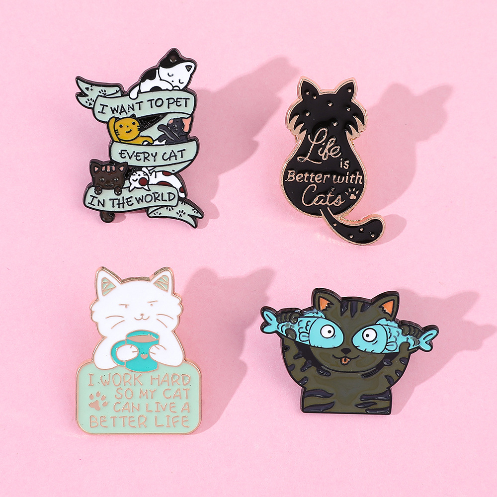 9g Weight Brooches Classification Daily Occasion Alloy Material Letter, Cat, Fish Pattern Unisex Gender Cartoon, Enamel Design Cute Style Cute Pin Letter Cat Fish Alloy Cartoon Enamel Unisex Brooches 11