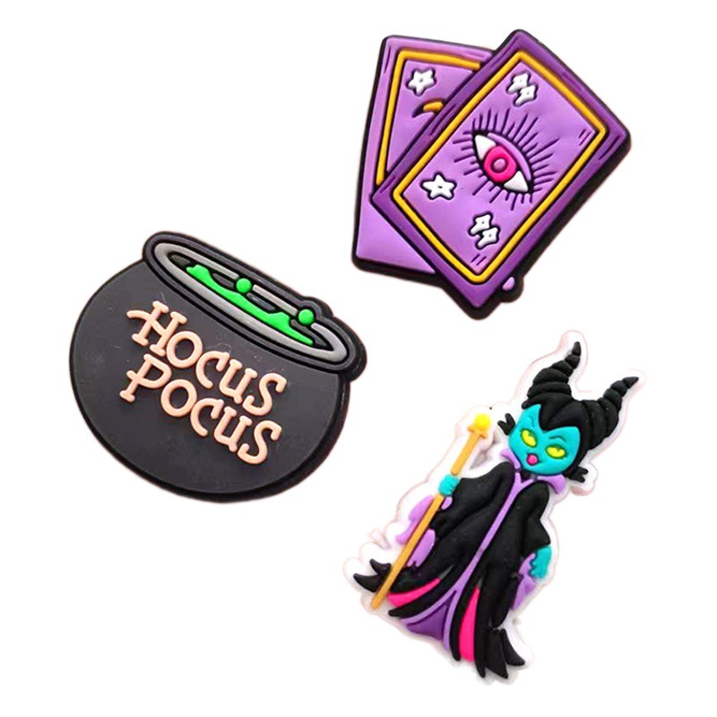 Bruja serie zapatos flor zapato hebilla PVC goma suave dibujos animados hebilla decorativa agujero zapatos pulsera con zapatos de jardín Accesorios