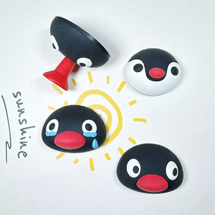 Three-Dimensional Soft Pvc Penguin Refrigerator DIY Adhesive Hook Towel Hook No-Drill Traceless Wall Bathroom Household Use