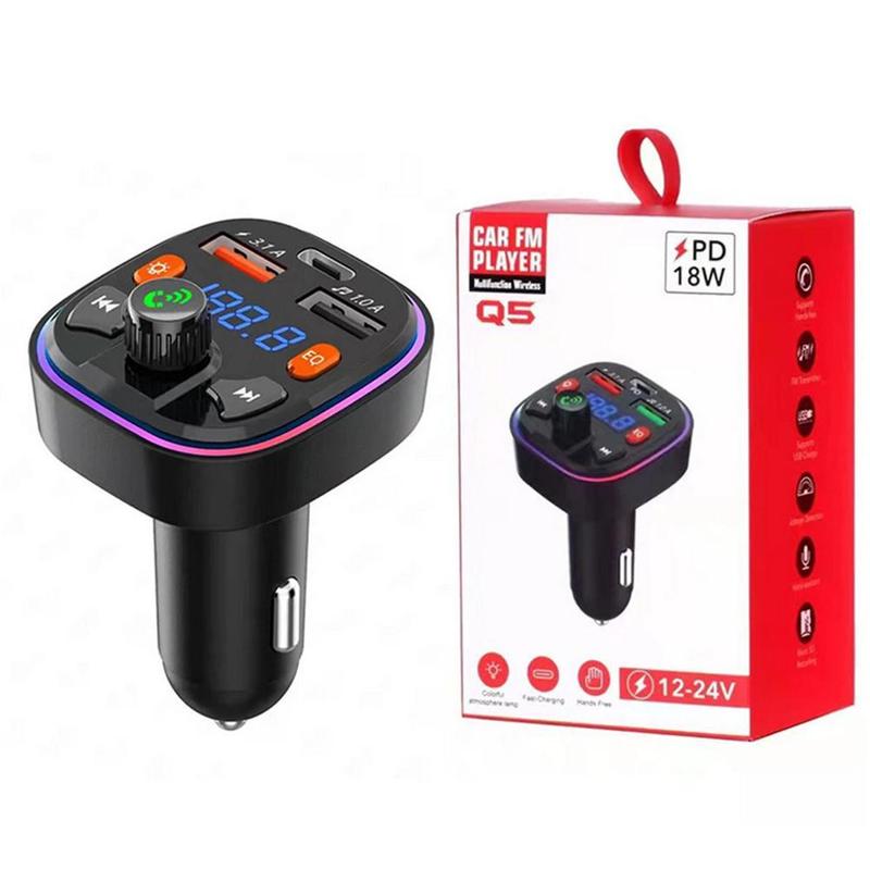Q5車載bluetooth mp3プレーヤーfmラジオ送信機pd20wフラッシュ充電車載充電器ハンズフリー通話|undefined