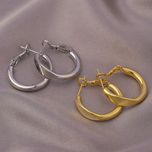 韩国简约925银针ins风圆圈耳圈铜设计感耳环网红个性气质百搭耳饰