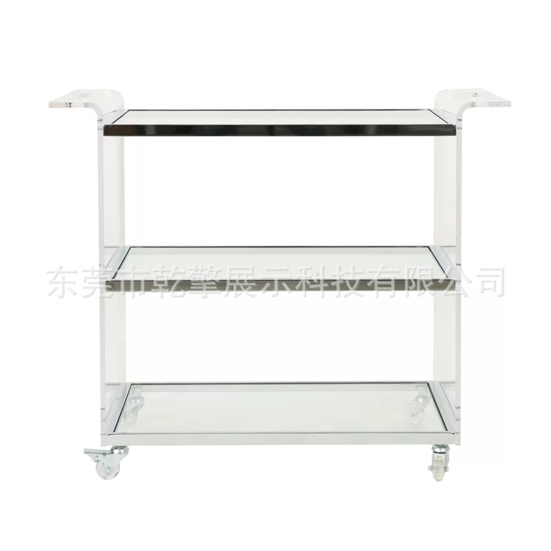 Simple and modern high-transparency acrylic side table, Nordic style, suitable for home living rooms, movable storage rack, popular transparent small cart