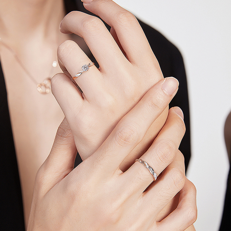 Mobius ring couple ring men and women a pair of rings Korean version of simple student zircon open ring light luxury gift_voghion.com