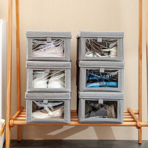 Folding Shoe Box Dustproof Storage Box Fabric Bedroom Sports Shoe Organizer Home Drawer Style Shoe Storage Gadget