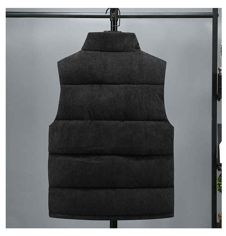 Men's Winter Corduroy Vest Sleeveless Warm Padded Outerwear Black_voghion.com