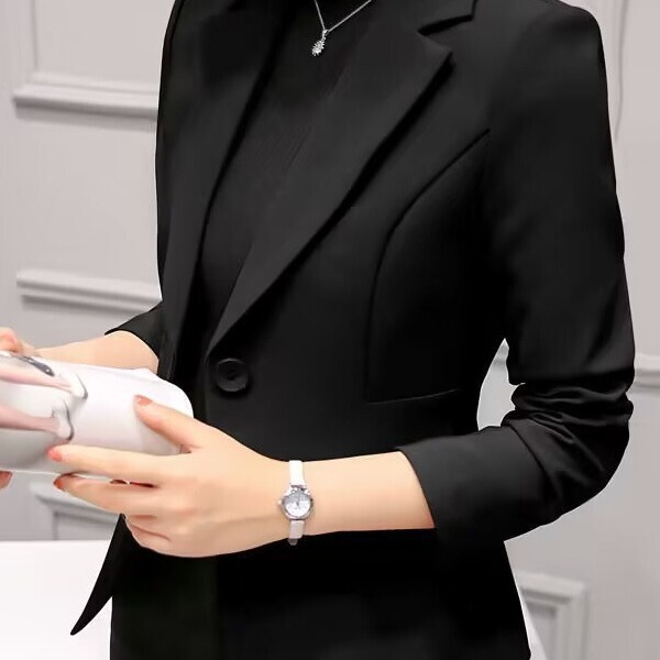 2024 Spring and Autumn New Professional Easiest for Match Suit Long Sleeve Korean Style Slim Fit Small Suit Jacket Women's Short Style
