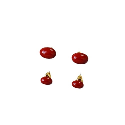 Japanese and Korean niche retro wine red enamel longing red bean 925 silver needle simple temperament earrings earring earrings for women