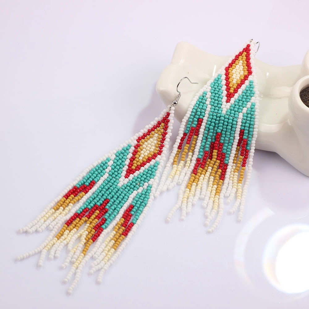 Women's Gender Tassel Design 1 Pair Ethnic Style Geometric Tassel Beaded Drop Earrings