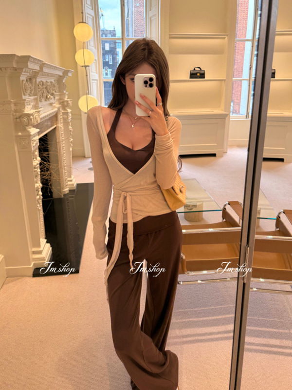 JMSHOP 白女松弛系列2.0 高级感挂脖吊带背心/休闲裤子/绑带开衫|undefined