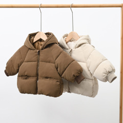 子供用綿服冬服新商品韓国版帽子付きコート
