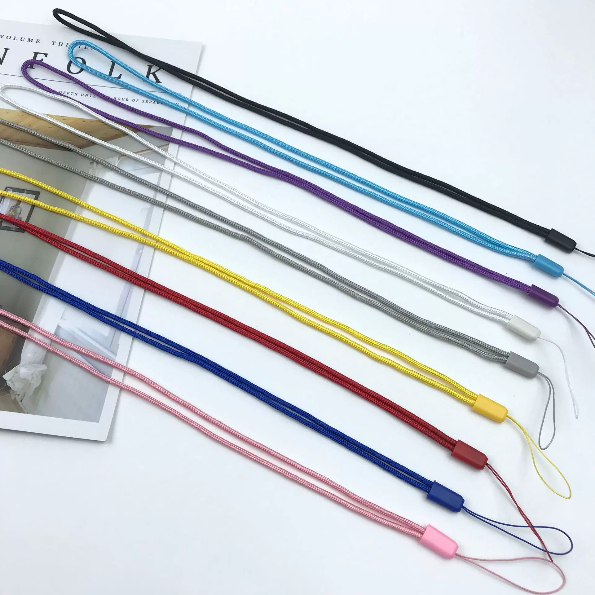 涤纶长款手机挂绳仿尼龙长款挂脖工作证件卡套手机链挂饰工厂批发