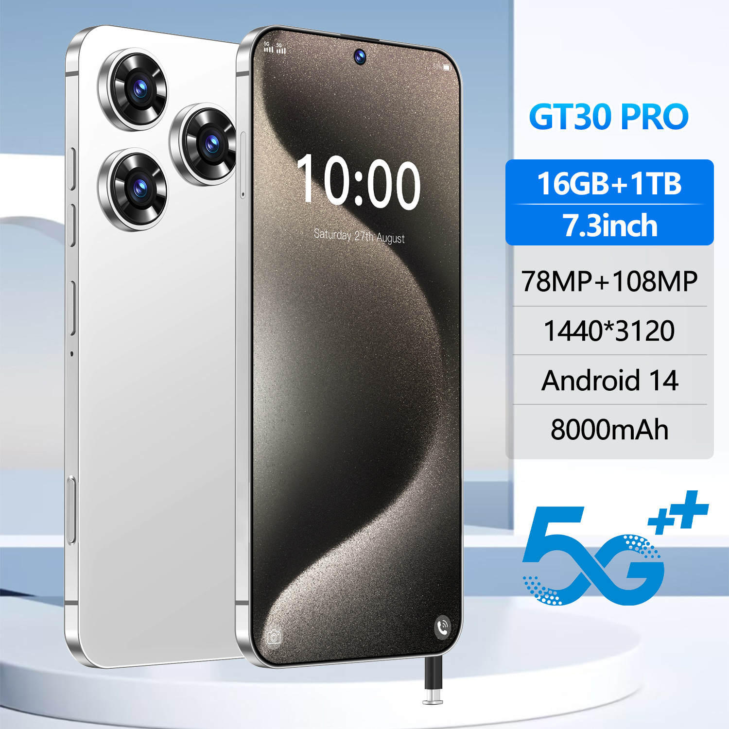 Popular Cross-Border Gt30 Pro Smartphone 16+1t Android Smartphone Source Manufacturer Factory Price Dropshipping