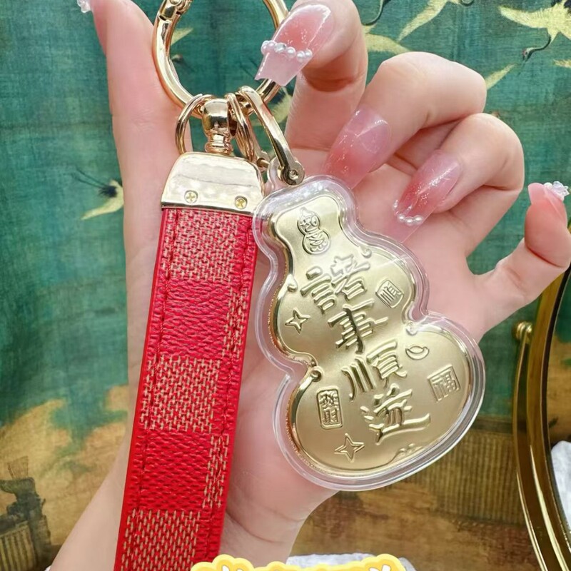 天官赐福足金999手机葫芦钥匙扣水贝同款黄金摆件小礼品厂家批发|undefined