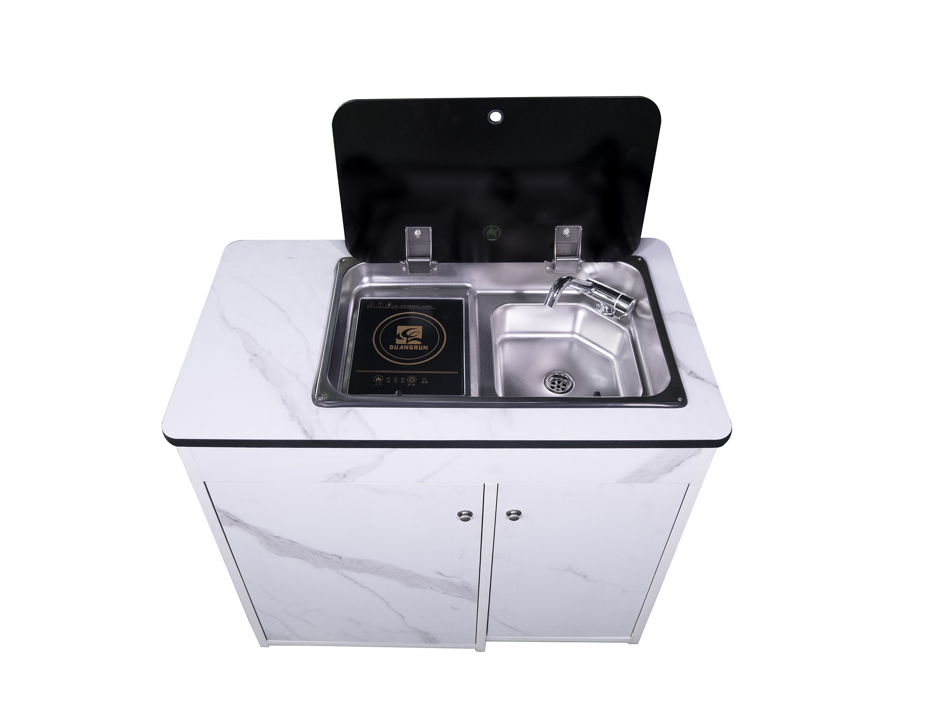 Guangrun genuino tablero de madera ligero con textura de mármol con fregadero, cocina de inducción, cama, coche, XR-M16 de módulo de cocina