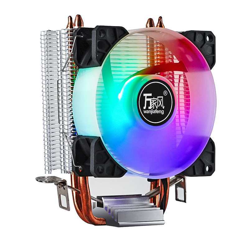 批發電腦 CPU散熱器 雙銅管靜音液壓風扇12顆LED燈帶 野狼及玉環