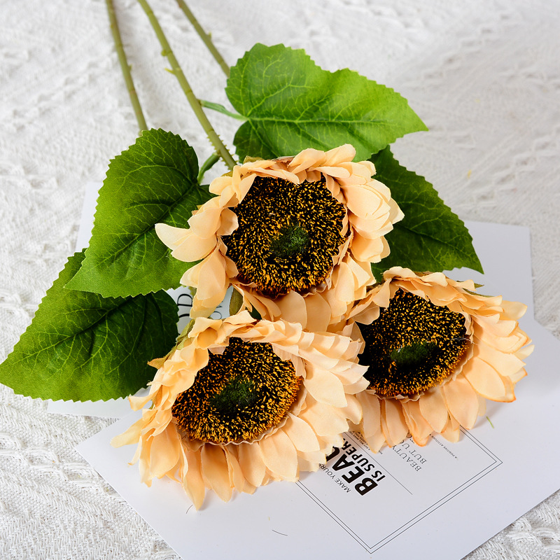 Solo girasol artificial flor artificial al por mayor sala de estar decoración hogar Decoración de la boda al aire libre falsos accesorios de flores