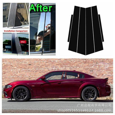Bright Black Center Pillar – Şüşə kənarı xromları/moldingləri - glossy-black-11-23-war-horse-charger-6-pieces