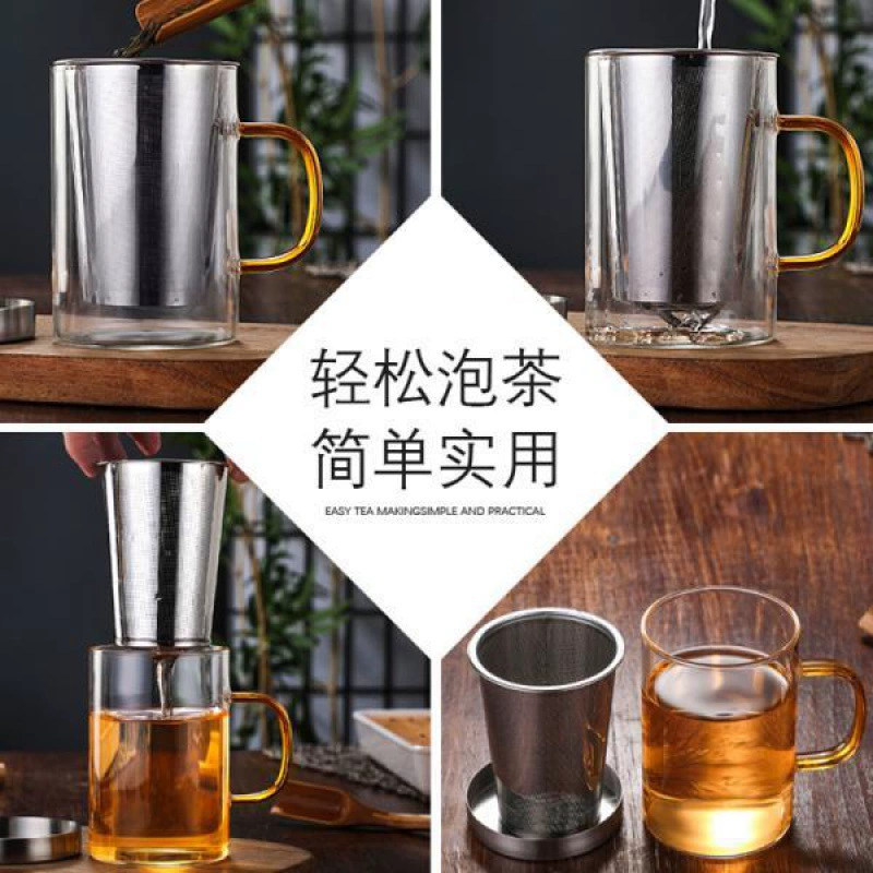 Liner stainless steel, glass tea cup, capacious cigarette holder for office