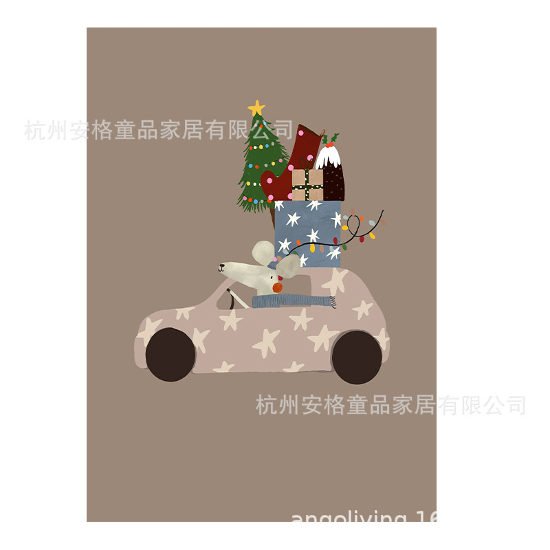 Christmas Themed Poster Simple Scandinavian Ins Healing Niche Art Decorative Painting Core Sticker Christmas