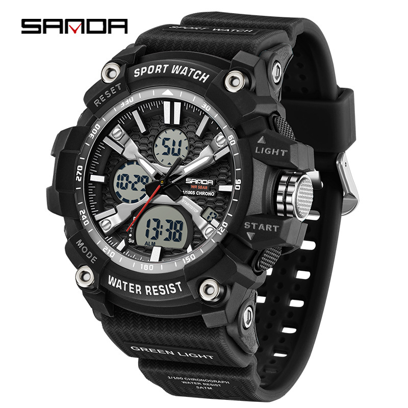 Sanda reloj de venta caliente deportes para estudiantes reloj electrónico luminoso fresco tendencia de moda reloj electrónico impermeable