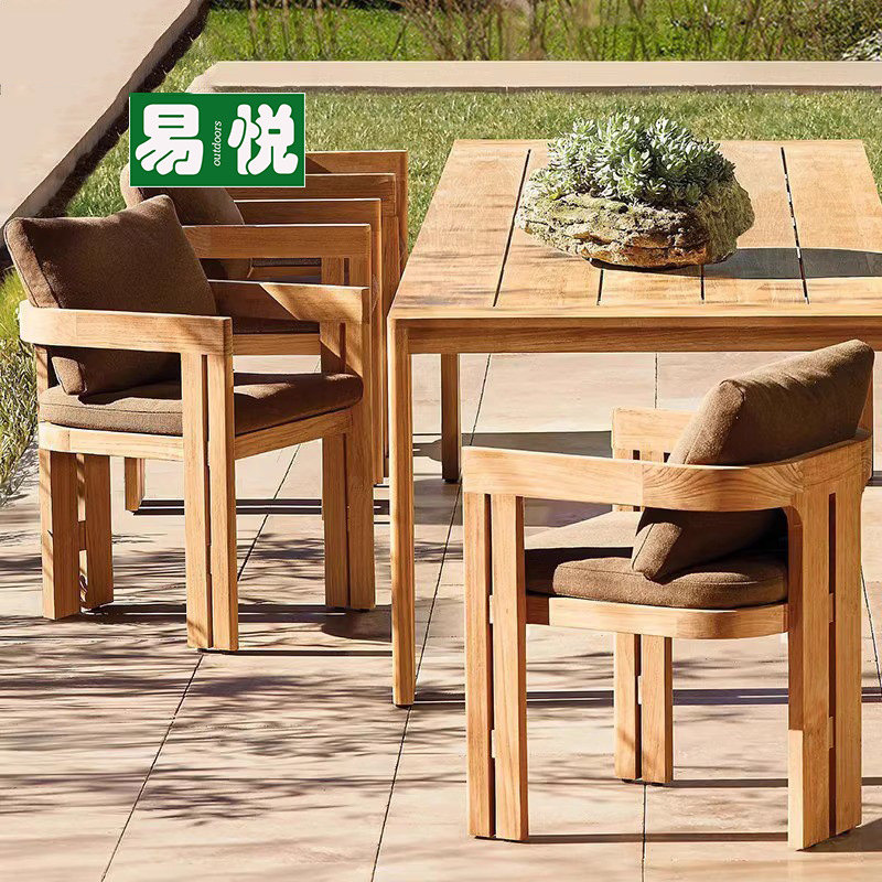 Aluminio patio chalet terraza muebles de ocio al aire libre a prueba de agua mesas y sillas de madera maciza mesas y sillas de teca al aire libre