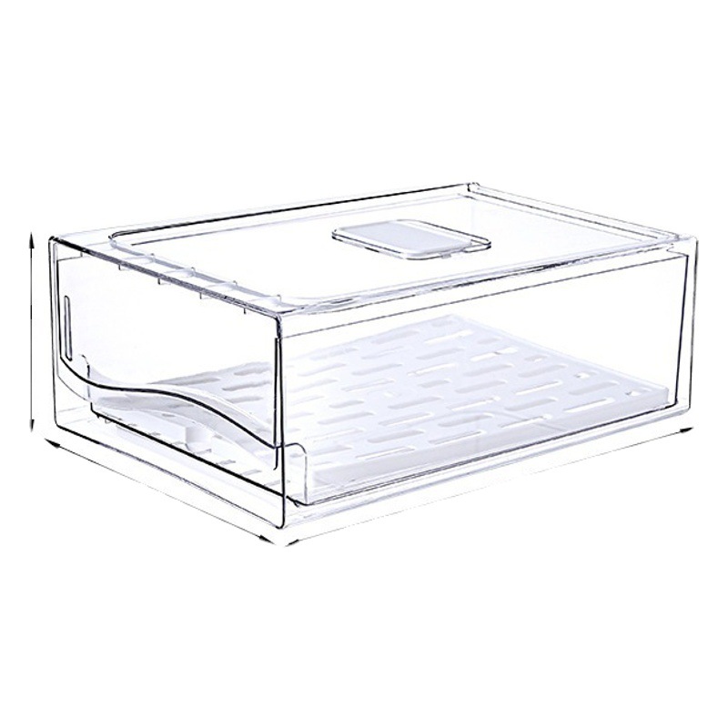 Caja de almacenamiento de refrigerador de cocina tipo cajón más crujiente grado alimenticio carne de huevo alimentos congelados caja de almacenamiento