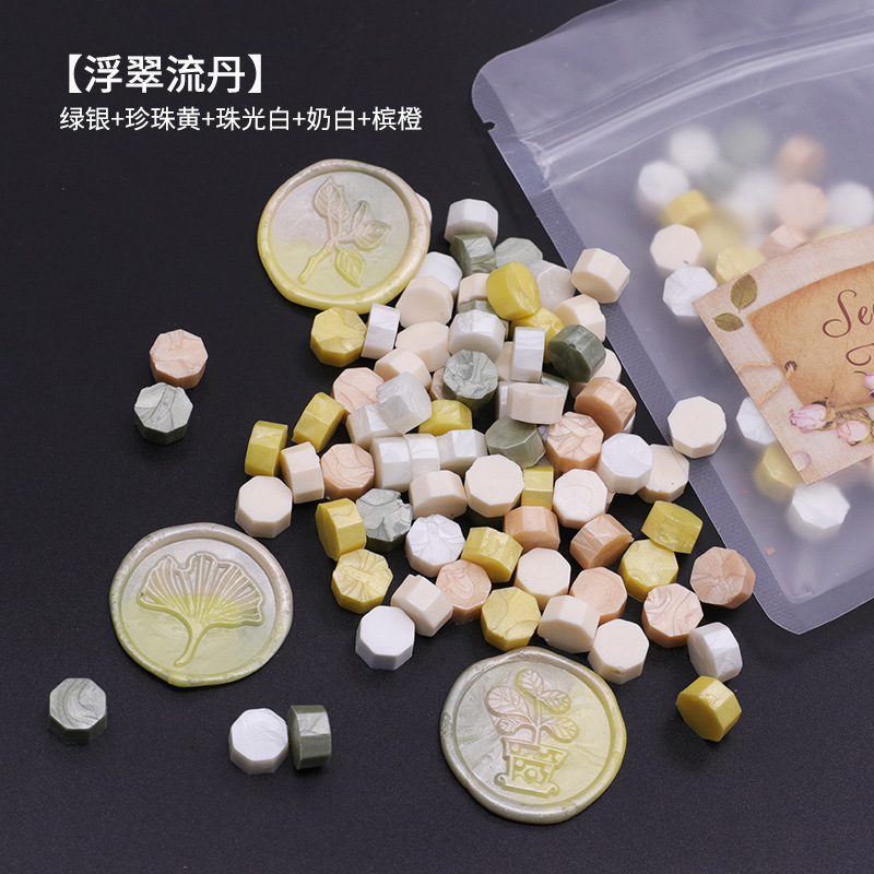 Ocho-lado fuego pintura cera grano mezclado color 35g bolsa de embalaje fuego pintura cera sello al por mayor sobre DIY mano cuenta de sellado Uso de cera