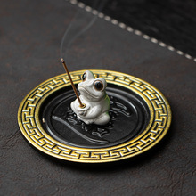 紫砂小道童香炉摆件创意可爱卡通家用室内香薰炉线香熏香香道摆件