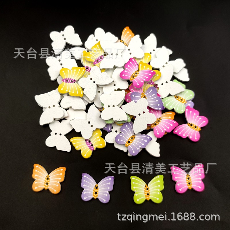 25*20mm fondo blanco pintado estampado a rayas mariposa botón de madera fondo blanco rayas mariposa impresión 50 un paquete