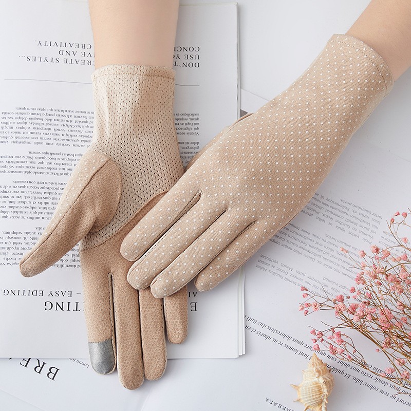 Guantes de protección solar Guantes de pantalla táctil bordados de tela para mujer de primavera y verano