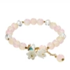 Glass imitation Jade Lumingland flower bracelet-Pink Huang#SZ242