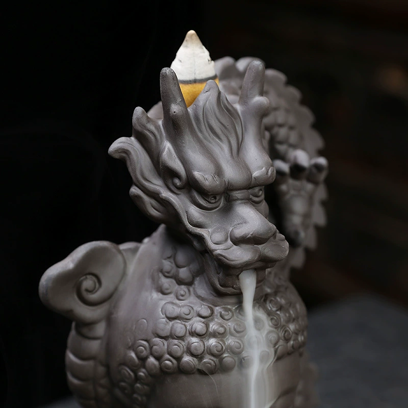 Обратный курильница для аромапалочек (Aoki Dragon Cloud Buddha), цзиша — пурпурный песок, керамика, дракон