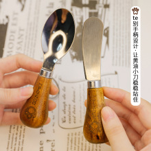 立式黄油刀ins风组合不锈钢叉子勺子套装木柄烘焙外贸跨境批发盒