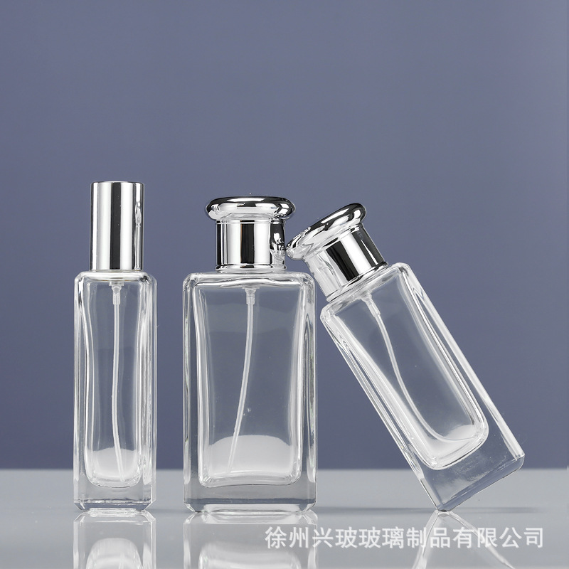 香水玻璃瓶30ml四方形 现货50ml透明瓶100细雾喷雾分装香水瓶裸瓶