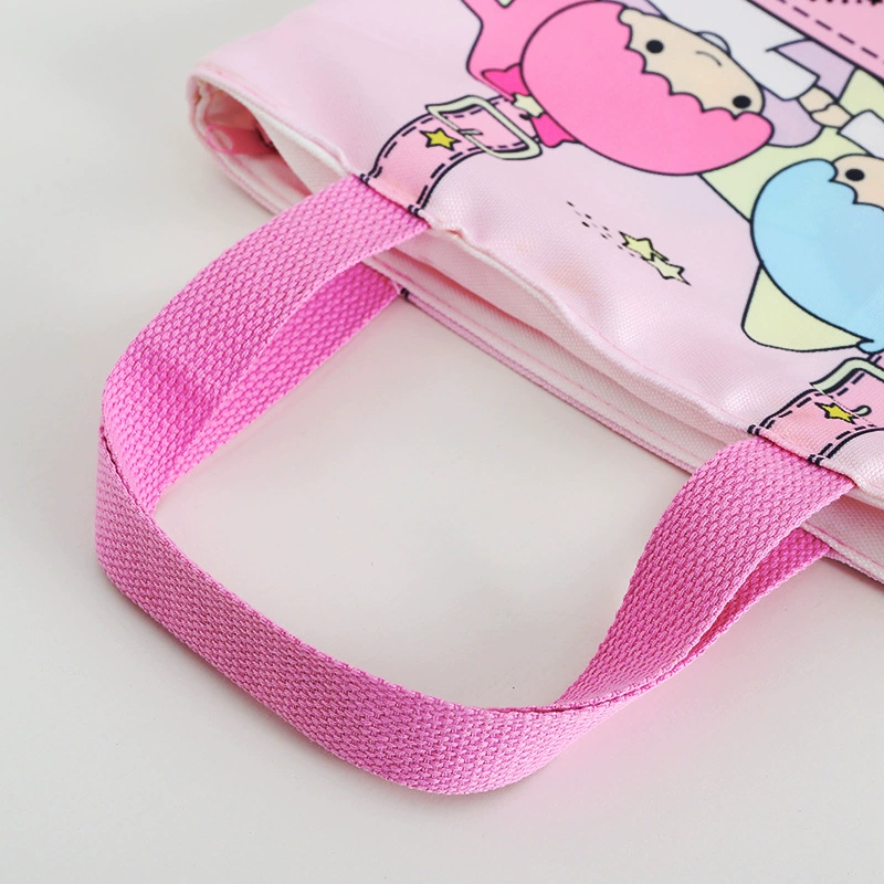Cartoon linen bag, handheld lunch box bag, tableware for elementary school students, organizer bag, food bag