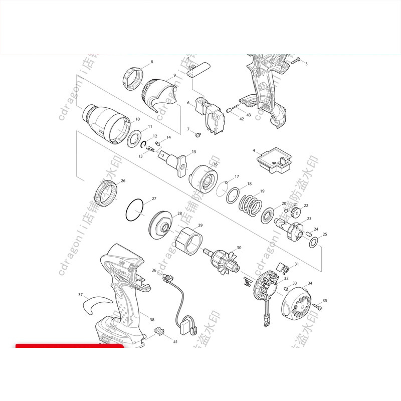MAKITA日本牧田DTW251充电扳手原装配件齿轮/机壳/马达/转子