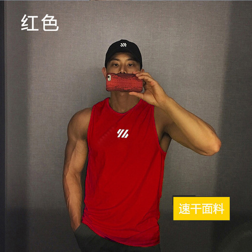 Summer quick-drying fitness vest men's sleeveless vest running training elastic loose mesh breathable sports T-shirt trendy