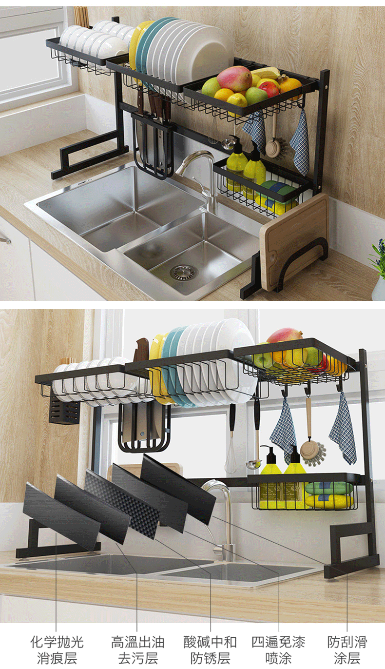 厨房置物架碗碟架台面沥水架水槽收纳架家用水槽置物架放盘子碗碟详情9